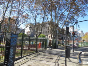 Plaza Teniente General Emilio Mitre with car parking garage