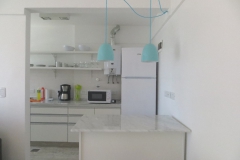 High table with two stylish lamps